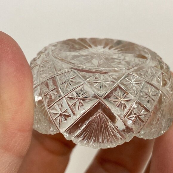 Set of 2 Vintage Open Round Salt Dip/Salt Cellars Fan Pineapple Shape Glass - Picture 9 of 14